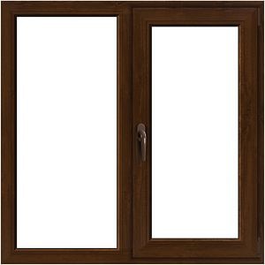 Fereastra termopan APLAST, PVC, 5 camere, 116 x 116 cm, deschidere fixa + batanta dreapta, maro