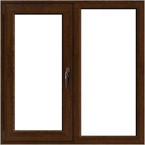 Fereastra termopan APLAST, PVC, 5 camere, 116 x 116 cm, deschidere fixa + batanta stanga, maro