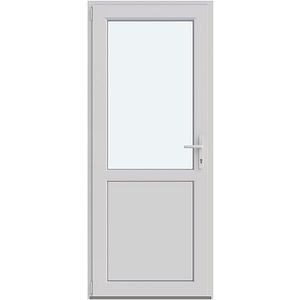 Usa intrare APLAST, cu geam, stanga, PVC, 88 x 205 cm, alb