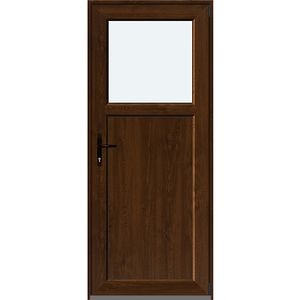Usa intrare APLAST, cu geam, dreapta, PVC, 88 x 205 cm, maro inchis