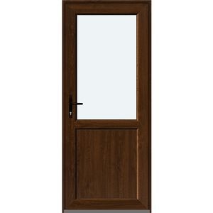 Usa intrare APLAST, cu geam, dreapta, PVC, 88 x 205 cm, maro inchis