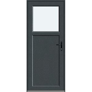 Usa intrare APLAST, cu geam, stanga, PVC, 88 x 205 cm, gri antracit