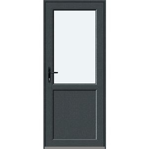 Usa intrare APLAST, cu geam, dreapta, PVC, 88 x 205 cm, gri antracit