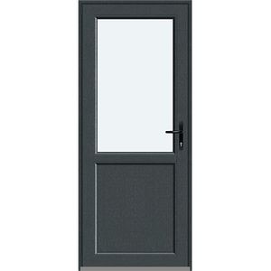 Usa intrare APLAST, cu geam, stanga, PVC, 88 x 205 cm, gri antracit