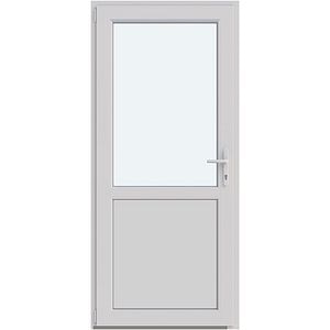 Usa intrare APLAST, cu geam, stanga, PVC, 88 x 195 cm, alb