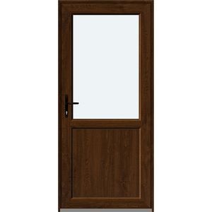 Usa intrare APLAST, cu geam, dreapta, PVC, 88 x 195 cm, maro inchis