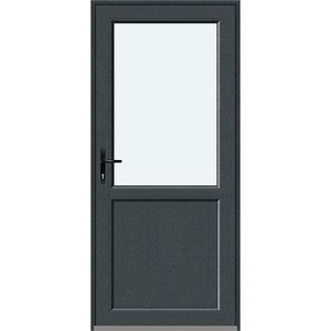 Usa intrare APLAST, cu geam, dreapta, PVC, 88 x 195 cm, gri antracit