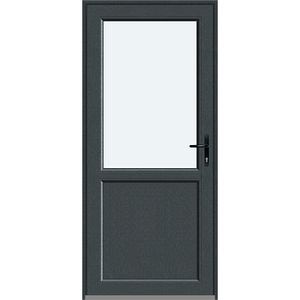 Usa intrare APLAST, cu geam, stanga, PVC, 88 x 195 cm, gri antracit