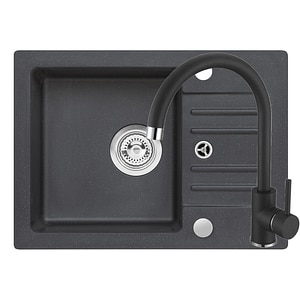 Pachet chiuveta ALVEUS Foxtrot, 1 cuva, picurator reversibil, compozit granit + baterie, negru