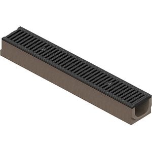 Rigola VODALAND, beton, gratar fonta, B125, 1000 x 125 x 140 mm, gri