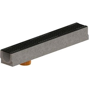 Rigola VODALAND, beton, gratar fonta, DN 50mm, 1000 x 125 x 140 mm, gri