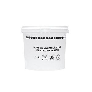 Vopsea lavabila, alb, 15 L, Exterior
