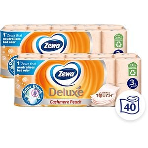 Pachet hartie igienica ZEWA Deluxe Cashmere peach, 3 straturi, 2 x 20 role