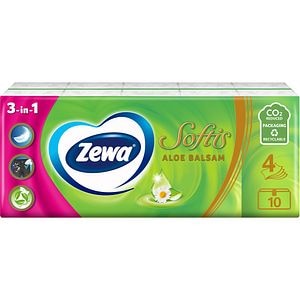 Servetele nazale ZEWA Softis Aloe Balsam, 4 straturi, 10 x 9 buc