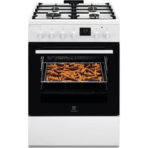 Aragaz ELECTROLUX LKK660220W, SteamBake, 4 arzatoare, Gaz + Electric, L 60 cm, Grill, alb