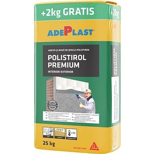 Adeziv si masa de spaclu pentru polistiren ADEPLAST Polistirol Premium, 25+2 Kg