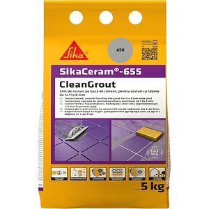 Chit de rosturi gresie si faianta Sika Ceram Clean Grout 655, ash, 5kg