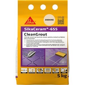 Chit de rosturi gresie si faianta Sika Ceram Clean Grout 655, anemone, 5kg