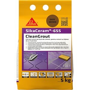 Chit de rosturi gresie si faianta Sika Ceram Clean Grout 655, dark brown, 5kg