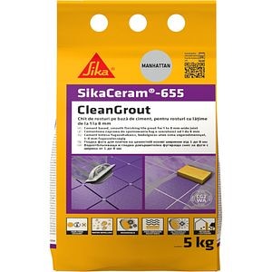 Chit de rosturi gresie si faianta Sika Ceram Clean Grout 655, manhattan, 5kg