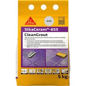 Chit de rosturi gresie si faianta Sika Ceram Clean Grout 655, silver, 5kg
