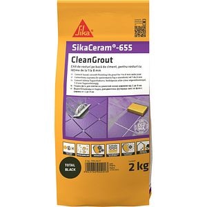 Chit de rosturi gresie si faianta Sika Ceram Clean Grout 655, total black, 2kg