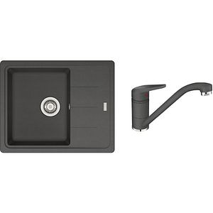 Pachet chiuveta FRANKE BFG 611-62, 1 cuva, picurator reversibil, compozit granit + baterie Novara Plus, grafit