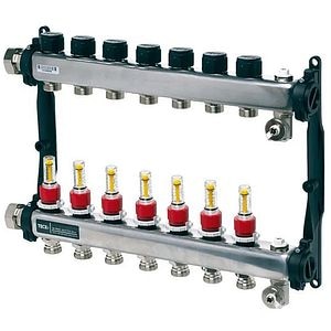 Distribuitor incalzire pardoseala cu debitmetre TECEFLOOR SLQ, 7 cai, otel