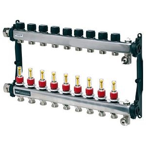 Distribuitor incalzire pardoseala cu debitmetre TECEFLOOR SLQ, 9 cai, otel