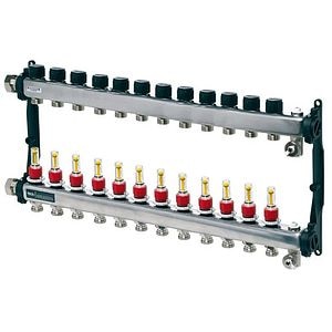 Distribuitor incalzire pardoseala cu debitmetre TECEFLOOR SLQ, 12 cai, otel