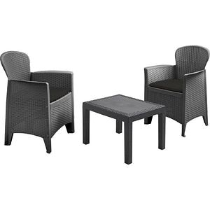 Set mobilier gradina Ipae, 3 piese, perne, negru