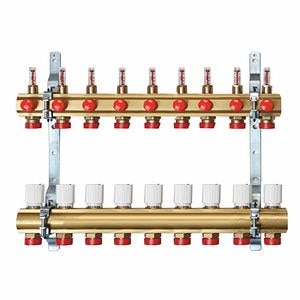 Kit distribuitor incalzire pardoseala Giacomini, 1 x 3/4 Euroconex, 9 circuite