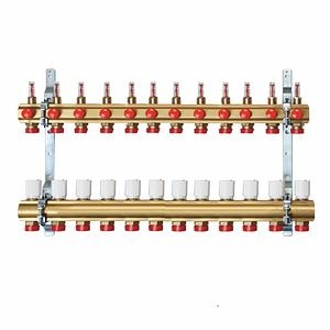 Kit distribuitor incalzire pardoseala Giacomini, 1 x 3/4 Euroconex, 12 circuite