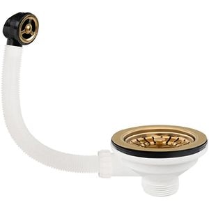 Ventil chiuveta bucatarie cu preaplin, auriu