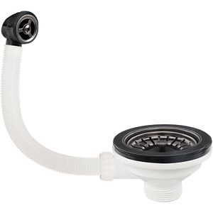 Ventil chiuveta bucatarie cu preaplin, negru mat