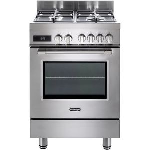 Aragaz profesional DELONGHI PRO 66 MXL PZ RO, 4 arzatoare, Gaz + Electric, L 60 cm, Grill, inox