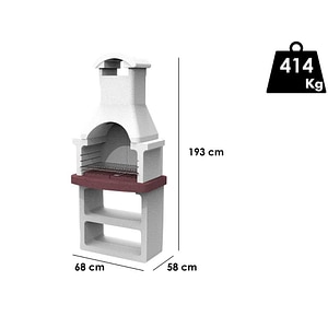 Gratar ciment refractar, gri, 68 x 58 x 139 cm • Cola