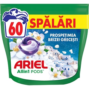 Detergent capsule ARIEL All in One PODS Fresh Breeze of Greek Island, 60 spalari