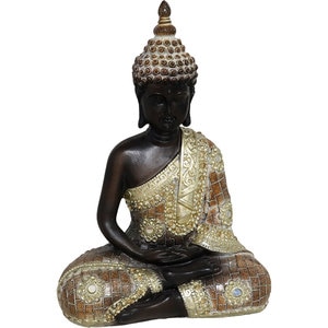 Statueta decorativa Buddha Ananta, rasina, 9 x 18 x 25 cm, auriu
