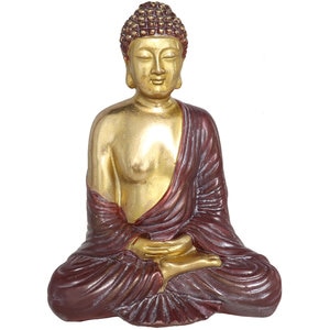 Statueta decorativa Buddha Chandi, rasina, 11 x 15 x 22 cm, auriu