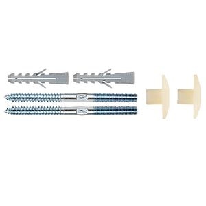 Set suruburi fixare lavoar, 2 suruburi + 2 dibluri + capace mascare