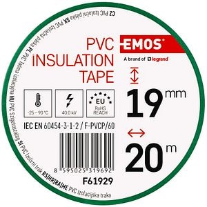 Banda izolatoare PVC EMOS, 19mm x 20m, verde