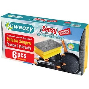 Burete de vase WEAZY Sensy, cu strat abraziv, 6 bucati