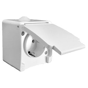 Priza simpla antigron Schuko GUNSAN, IP54, ABS, alb