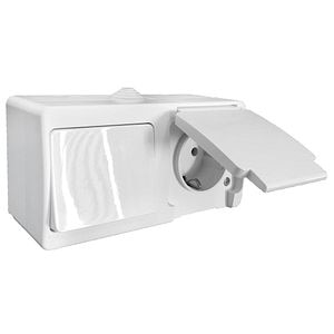 Intrerupator cu priza, aplicat, gri,  IP 54  Gunsan Antigron