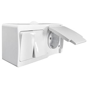 Intrerupator cu priza, aplicat, IP 54, gri  Gunsan Antigron