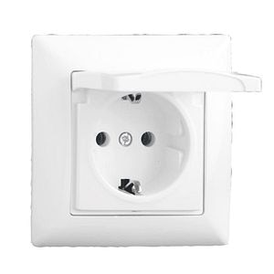 Priza cu capac, 16A, 220V, alba  Gunsan