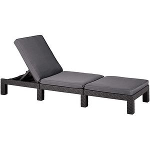 Sezlong cu perna, gri, plastic, 195 x 65 cm, 110 kg • Daytona