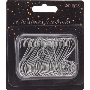 Set agataroare decor brad, 40 buc, metal, argintiu