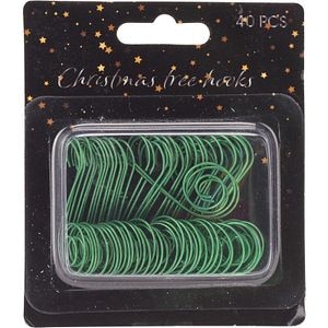 Set carlige Craciun, 4.5 cm, metal, verde, 40 bucati